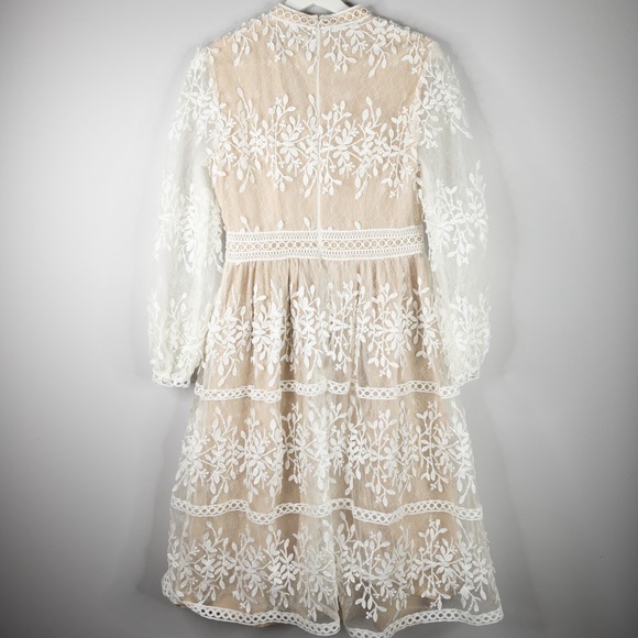 Ivy City Co Sicily White Lace Dress with Champagne Lining Size small bridal wed - Picture 3 of 12